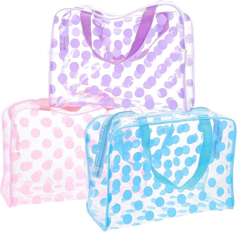 3pcs PVC Waterproof Cosmetic Travel Organizer Bags For Women Makeup Toiletry Pouches - Image 1
